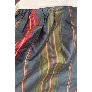 Vintage Laura Ashley Queen Bed Skirt Striped Navy/Grn/Burg/Gold 15" Drop